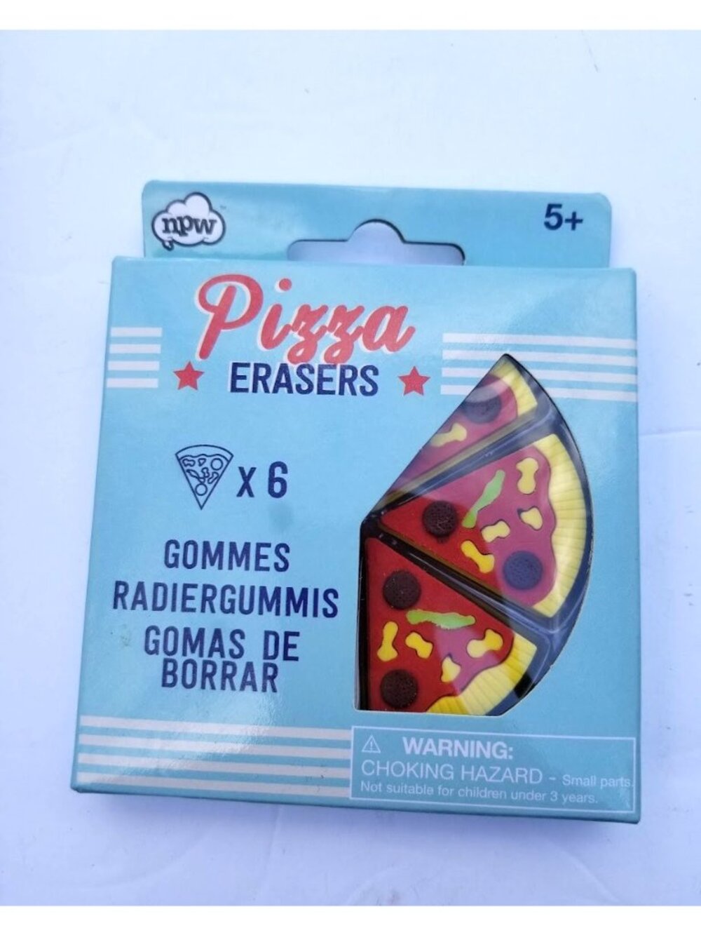 NPW Pizza Eraser Set 6 Pc Novelty Red Yellow Wedge Shaped 1.5" Inch Lot of 2 NEW - Picture 2 of 3